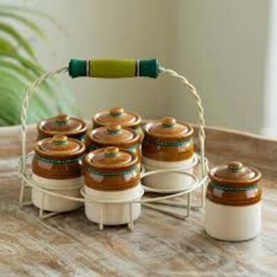 PICKLE CHUTNY JAR SET WITH STAND