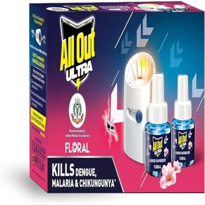 ALL OUT ULTRA LIQUID VAPORISER FLORAL 3 PCS 1 MACHINE AND 2X45ML REFILL