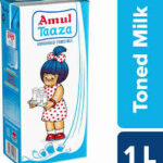 AMUL TAAZA HOMOGENISED TONED MILK 1LT